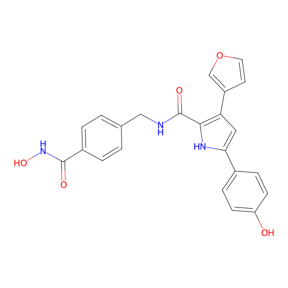 3-(furan-3-yl)-N-[[4-(hydroxycarbamoyl)phenyl]methyl]-5-(4-hydroxyphenyl)-1H-pyrrole-2-carboxamide molecular structure, CAS 1279698-31-5