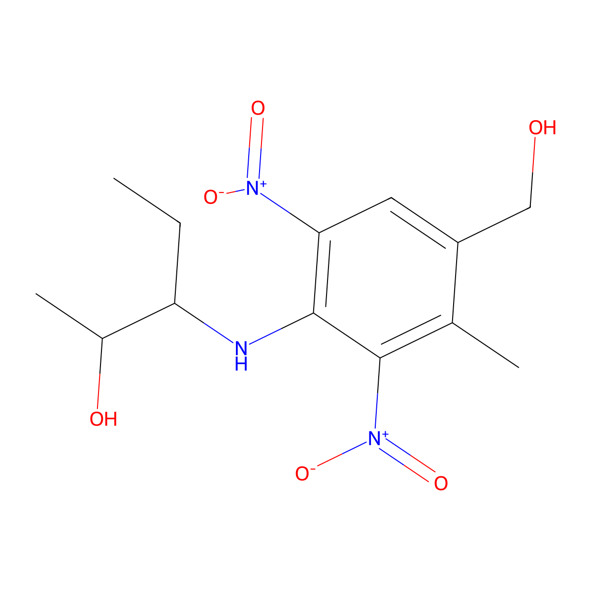 3-((4-(Hydroxymethyl)-3-methyl-2,6-dinitrophenyl)amino)pentan-2-ol molecular structure, CAS 127971-67-9