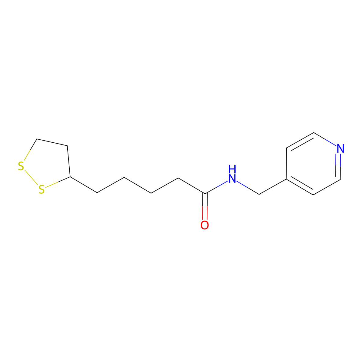5-(1,2-dithiolan-3-yl)-N-(pyridin-4-ylmethyl)pentanamide molecular structure, CAS 1279813-36-3