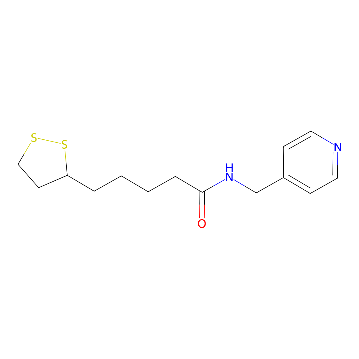 5-(1,2-dithiolan-3-yl)-N-(pyridin-4-ylmethyl)pentanamide molecular structure, CAS 1279813-36-3