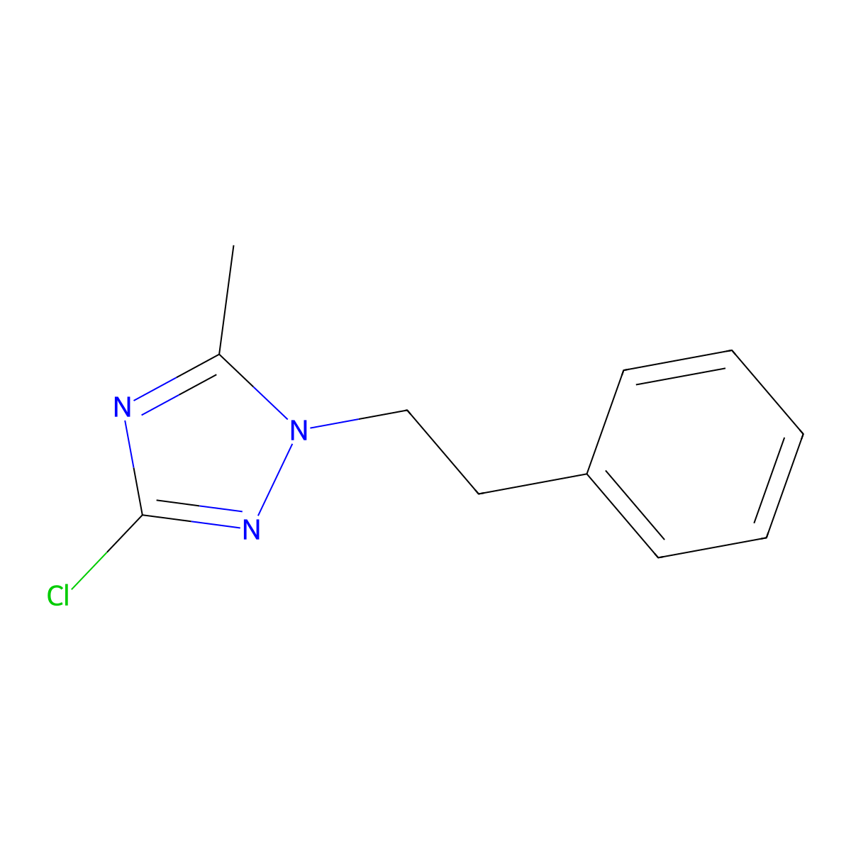 3-chloro-5-methyl-1-(2-phenylethyl)-1H-1,2,4-triazole molecular structure, CAS 1279813-53-4