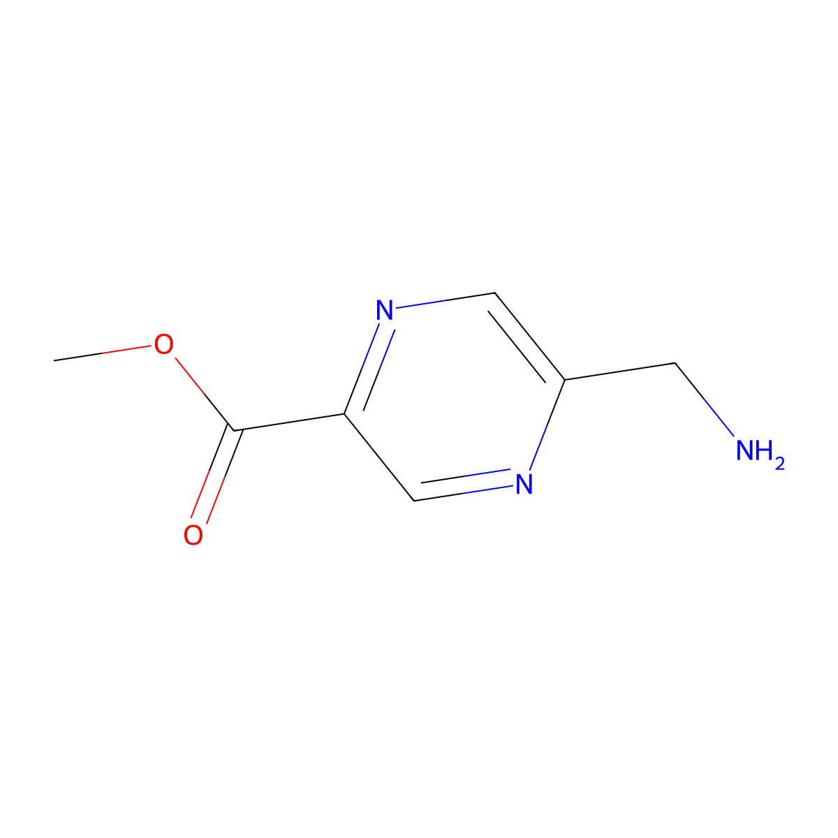 Methyl 5-(aminomethyl)pyrazine-2-carboxylate molecular structure, CAS 1279814-22-0