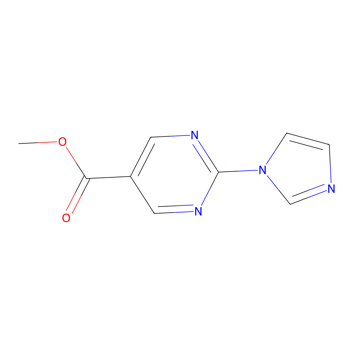 methyl 2-(1H-imidazol-1-yl)pyrimidine-5-carboxylate molecular structure, CAS 1279815-76-7