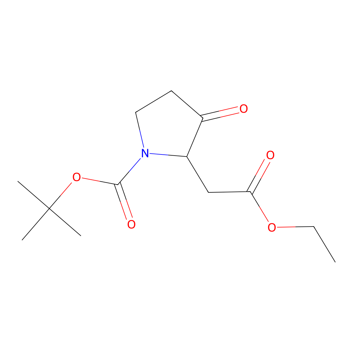 tert-Butyl 2-(2-ethoxy-2-oxoethyl)-3-oxopyrrolidine-1-carboxylate molecular structure, CAS 1279815-78-9
