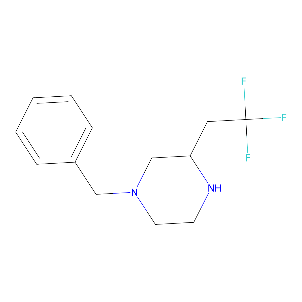 1-Benzyl-3-(2,2,2-trifluoro-ethyl)-piperazine molecular structure, CAS 1279815-98-3