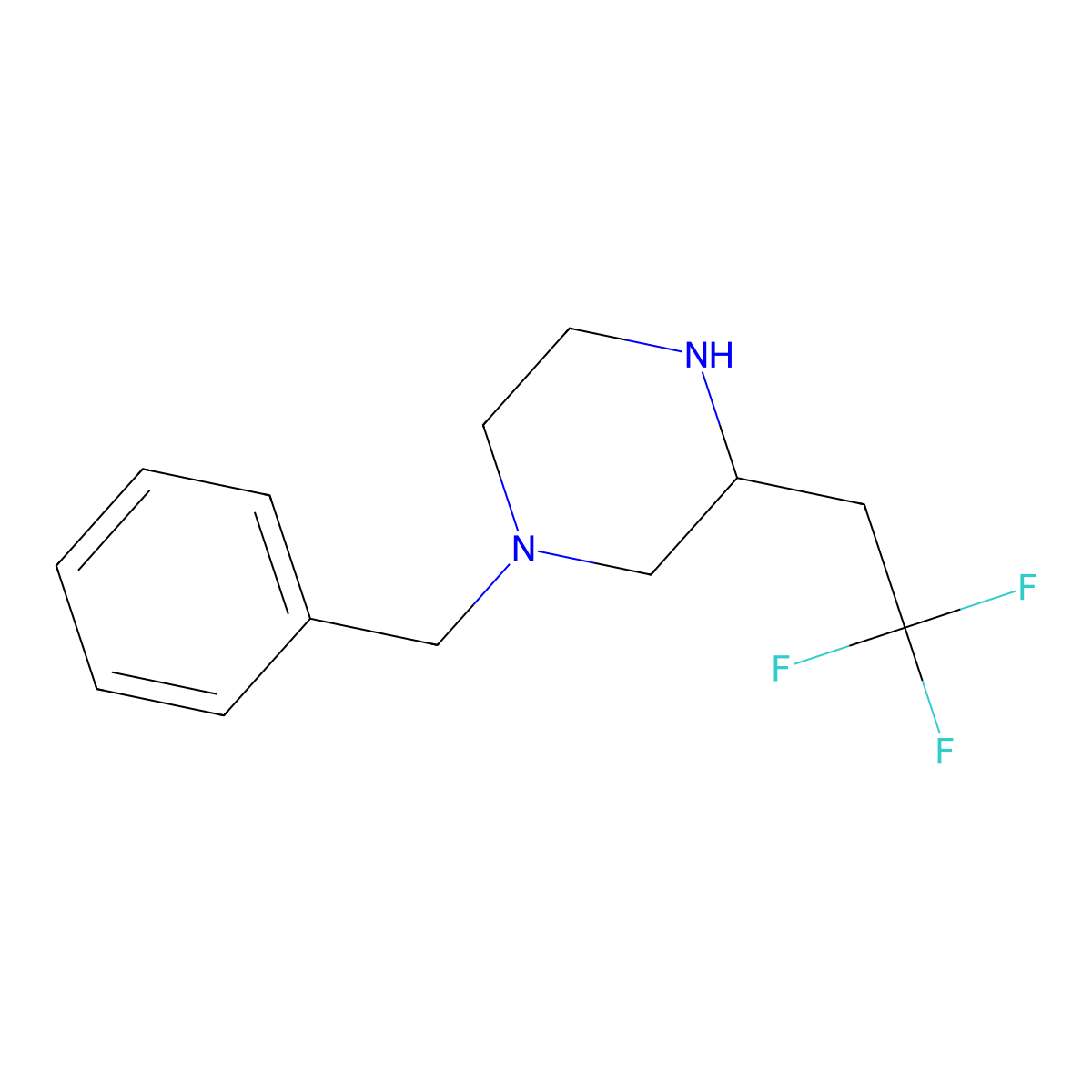 1-Benzyl-3-(2,2,2-trifluoro-ethyl)-piperazine molecular structure, CAS 1279815-98-3