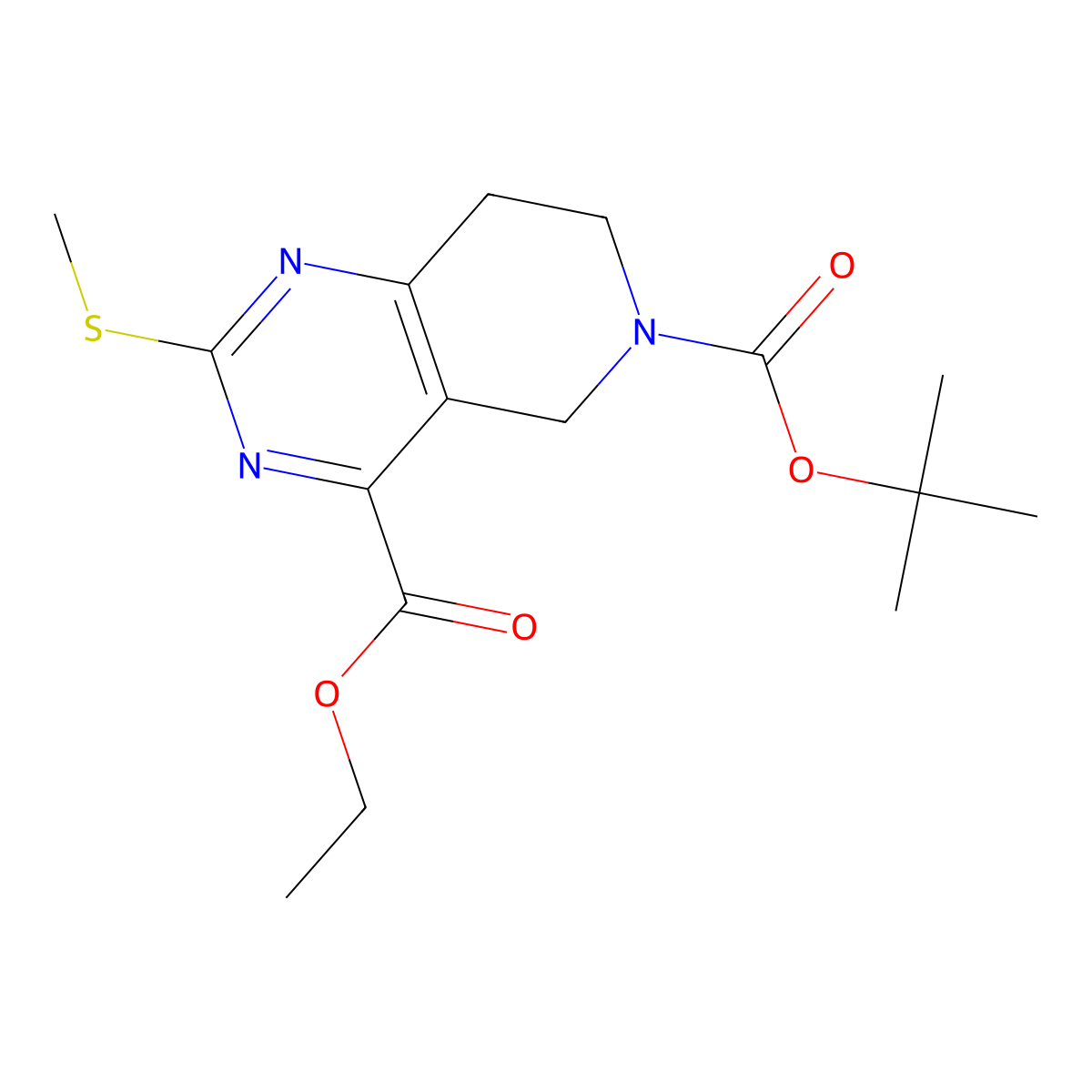 6-Tert-butyl 4-ethyl 2-(methylthio)-7,8-dihydropyrido[4,3-D]pyrimidine-4,6(5H)-dicarboxylate molecular structure, CAS 1279816-50-0