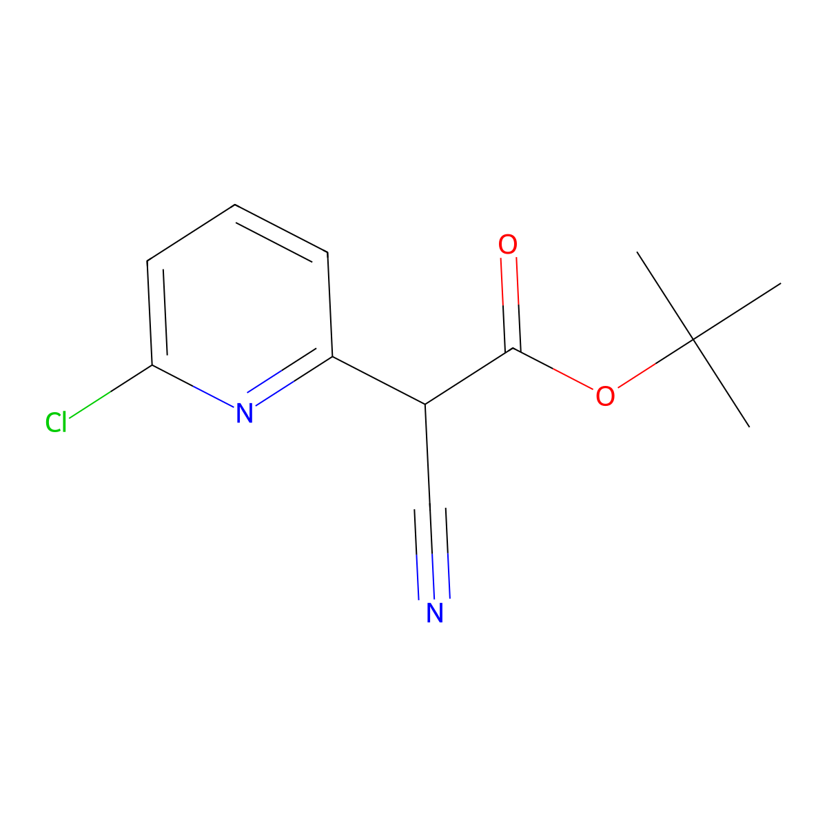 tert-Butyl 2-(6-chloropyridin-2-yl)-2-cyanoacetate molecular structure, CAS 1279818-57-3
