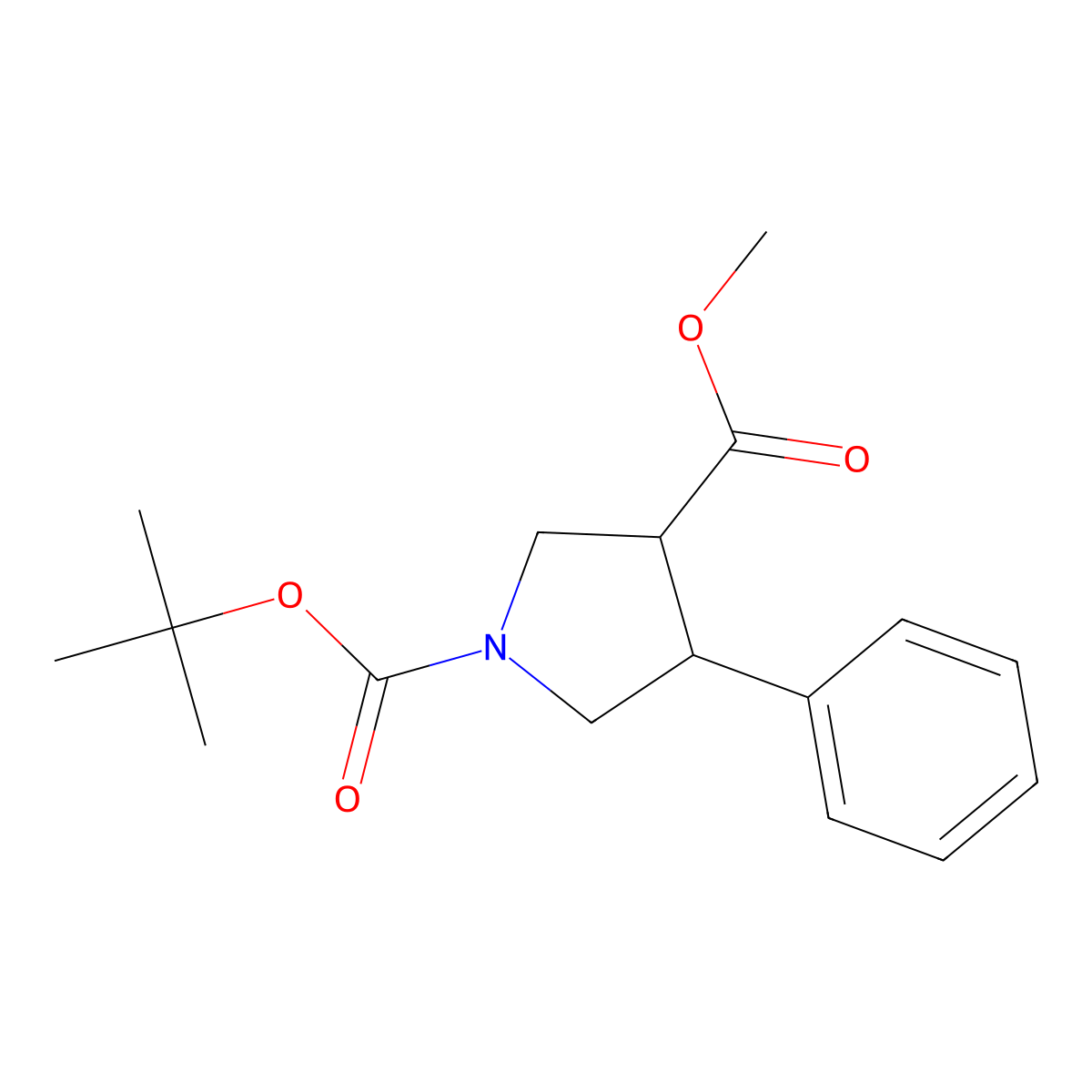 1-(Tert-butyl) 3-methyl 4-phenylpyrrolidine-1,3-dicarboxylate molecular structure, CAS 1279819-15-6