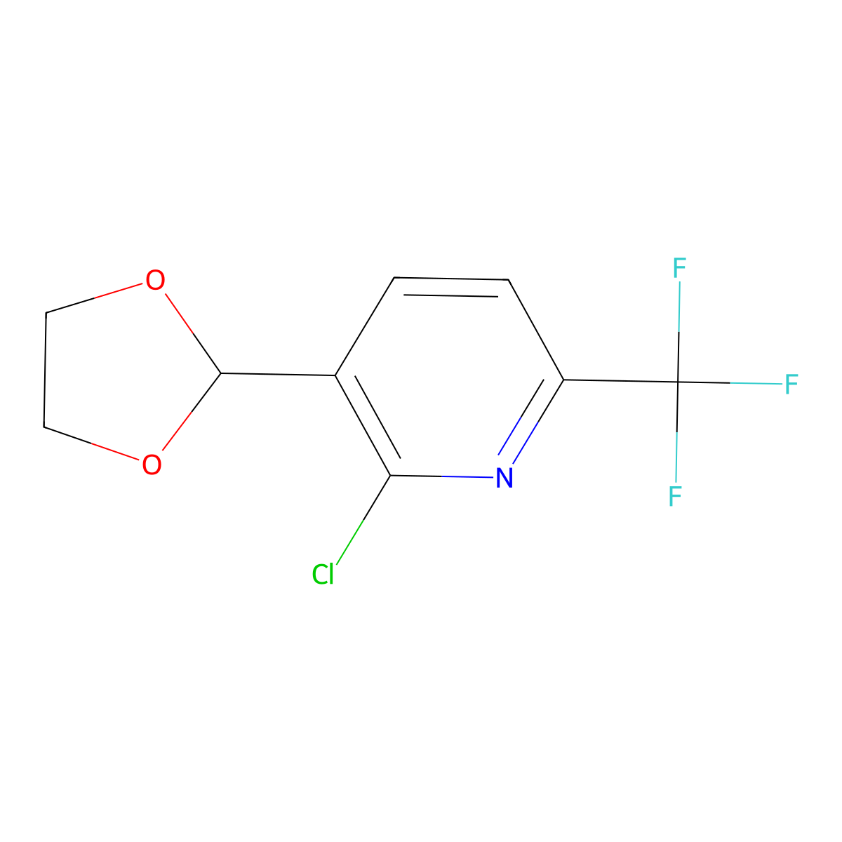 2-Chloro-3-(1,3-dioxolan-2-yl)-6-(trifluoromethyl)pyridine molecular structure, CAS 1279820-89-1