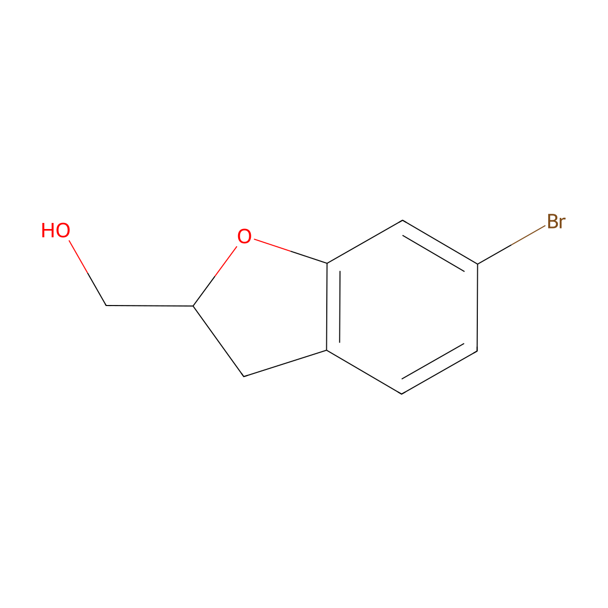 (6-Bromo-2,3-dihydro-1-benzofuran-2-yl)methanol molecular structure, CAS 1279821-37-2
