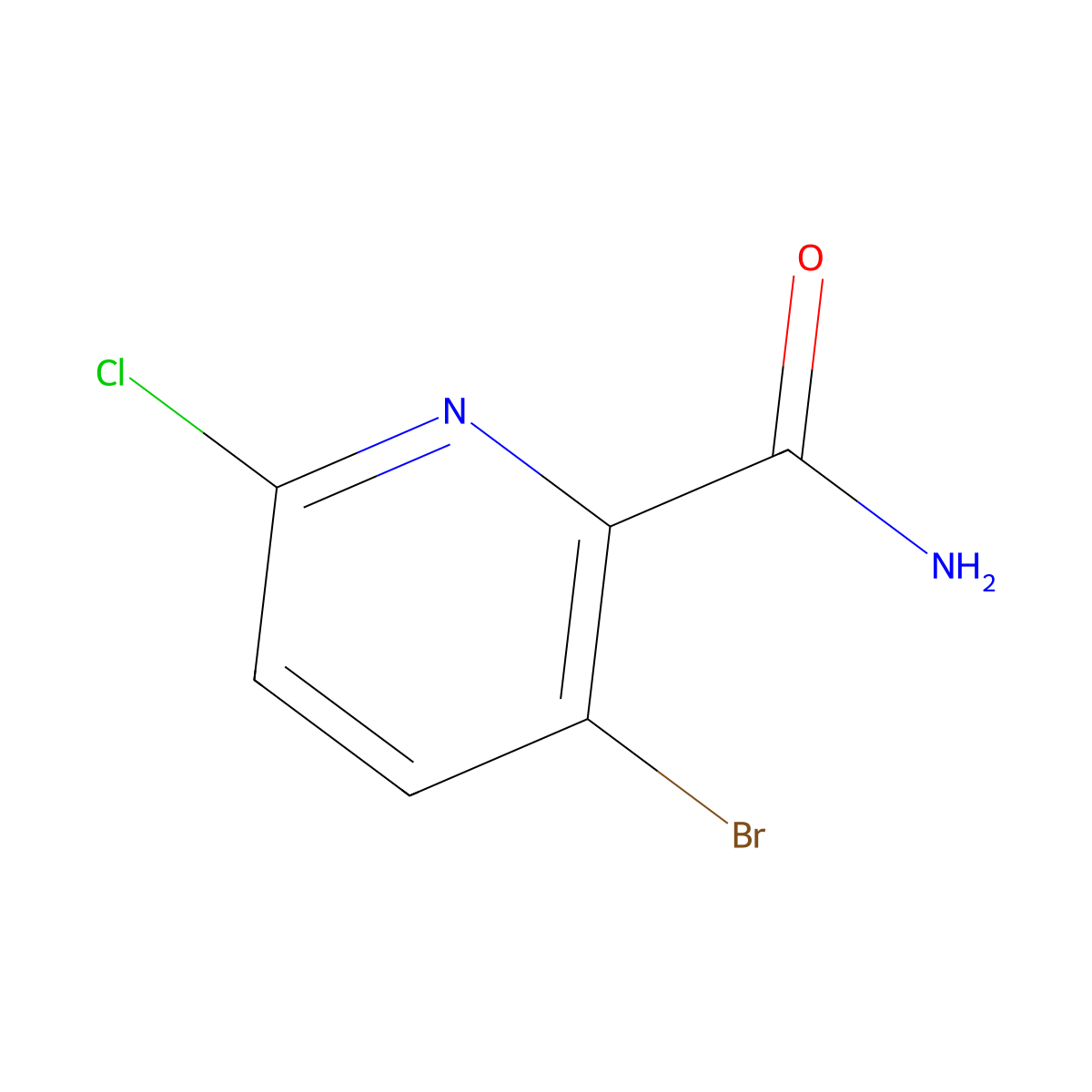 2-Pyridinecarboxamide, 3-bromo-6-chloro- molecular structure, CAS 1279821-55-4