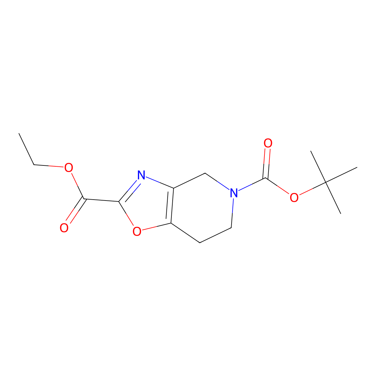 5-tert-Butyl 2-ethyl 6,7-dihydrooxazolo[4,5-c]pyridine-2,5(4H)-dicarboxylate molecular structure, CAS 1279821-86-1