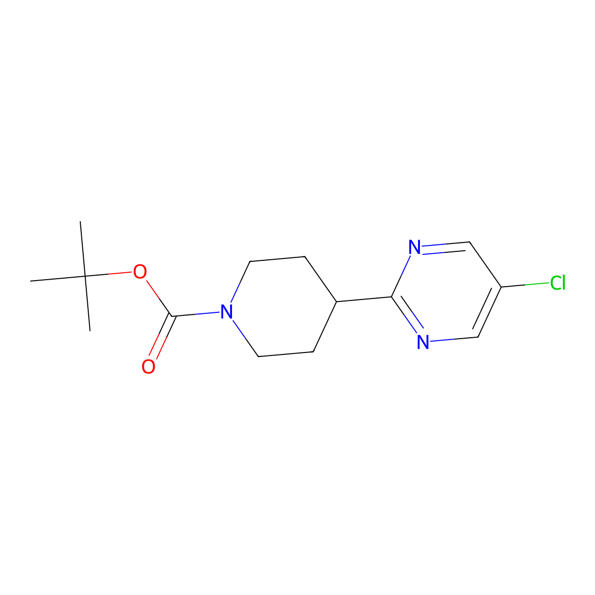 5-Chloro-2-(N-Boc-piperidin-4-yl)pyrimidine molecular structure, CAS 1279822-25-1