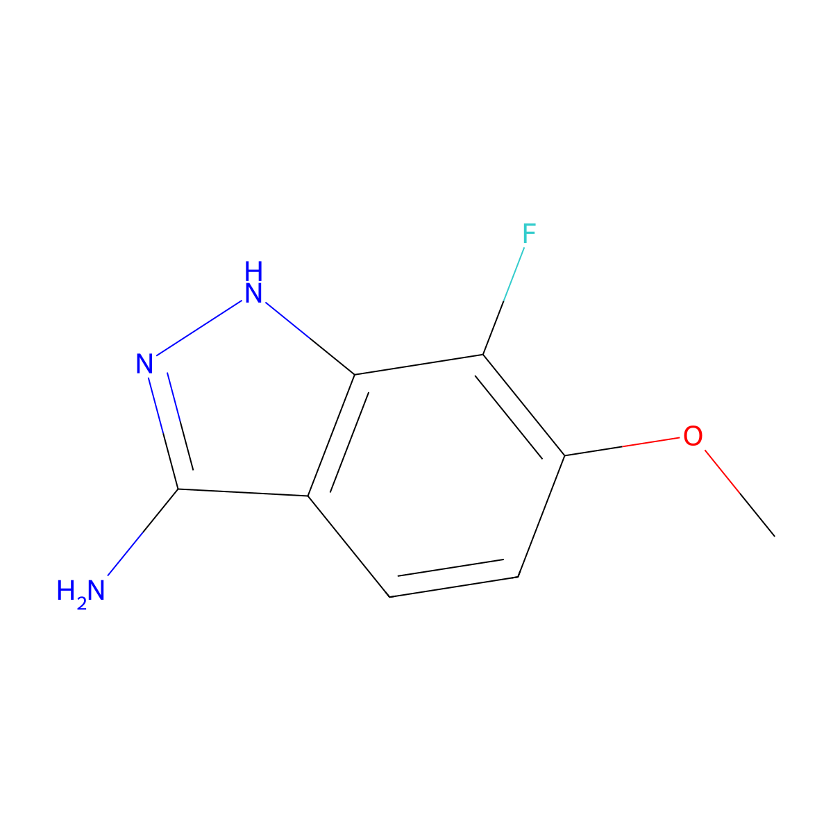 7-fluoro-6-methoxy-1H-indazol-3-amine molecular structure, CAS 1279842-87-3