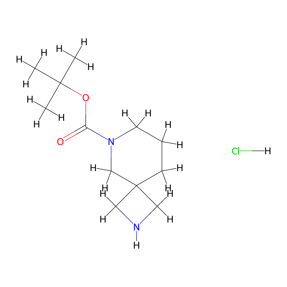 Tert-butyl 2,6-diazaspiro(3.5)nonane-6-carboxylate hydrochloride molecular structure, CAS 1279844-25-5