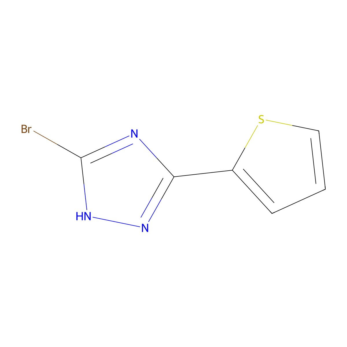 3-bromo-5-(thiophen-2-yl)-4H-1,2,4-triazole molecular structure, CAS 1279853-38-1