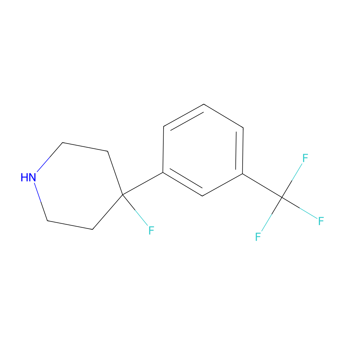 4-Fluoro-4-[3-(trifluoromethyl)phenyl]piperidine molecular structure, CAS 1279853-43-8