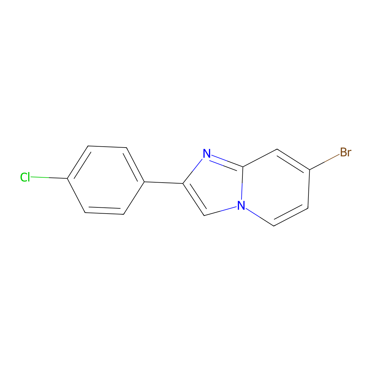 7-Bromo-2-(4-chlorophenyl)imidazo[1,2-a]pyridine molecular structure, CAS 1279854-98-6