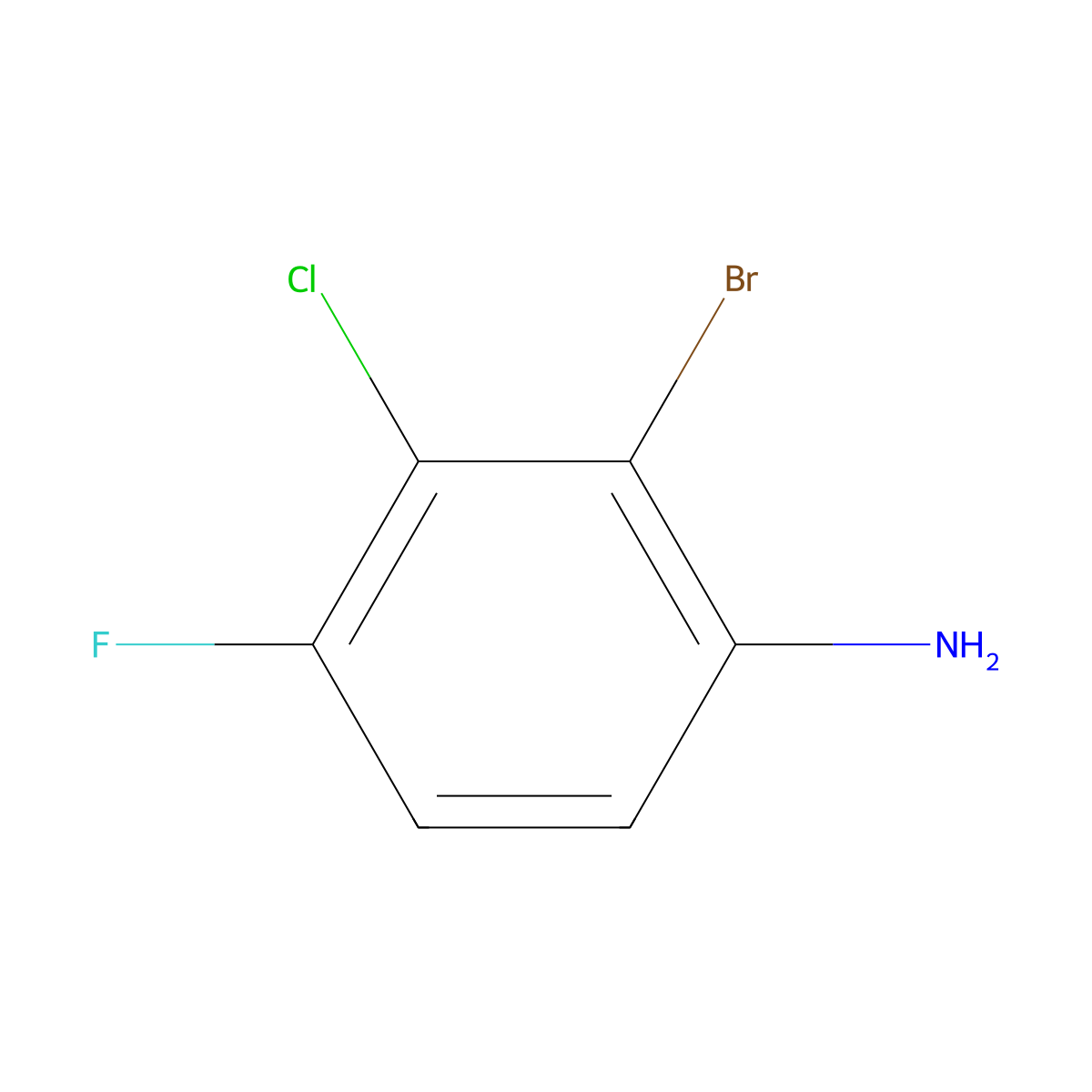 2-Bromo-3-chloro-4-fluoroaniline molecular structure, CAS 1279862-76-8