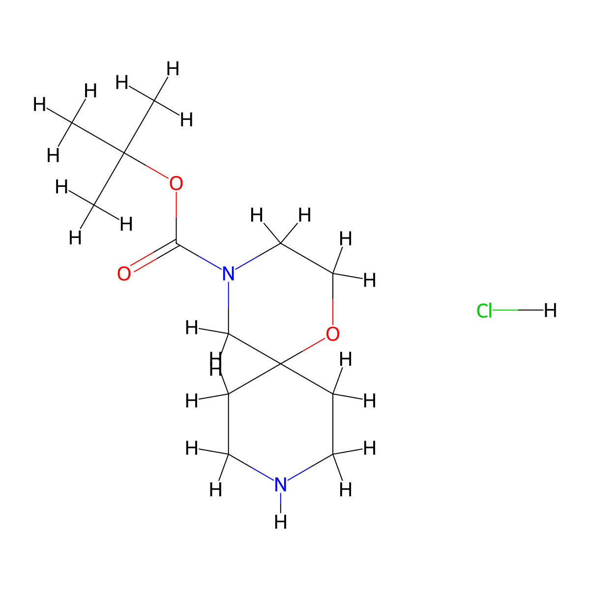 tert-Butyl 1-oxa-4,9-diazaspiro[5.5]undecane-4-carboxylate hydrochloride molecular structure, CAS 1279863-55-6