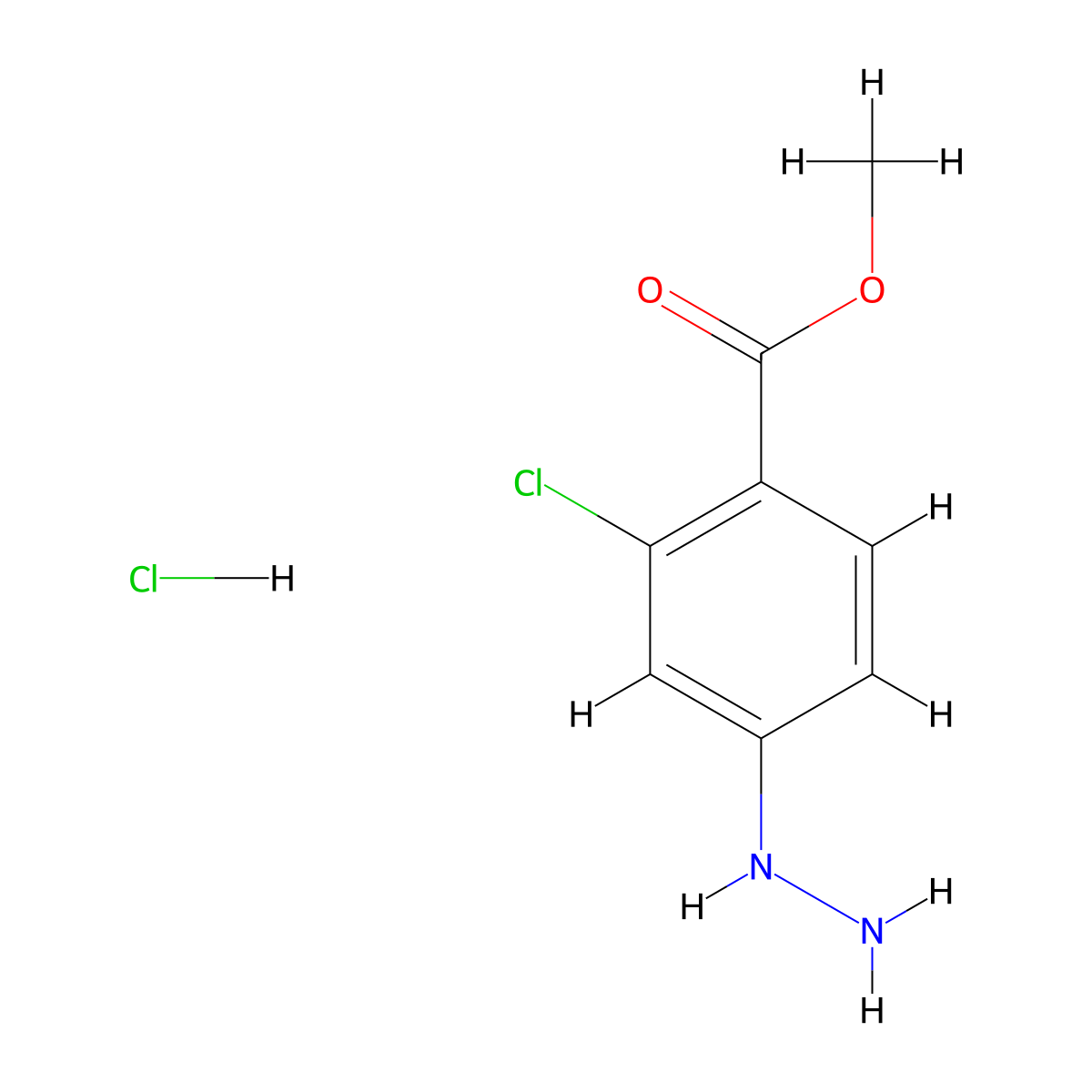 Methyl 2-chloro-4-hydrazinylbenzoate hydrochloride molecular structure, CAS 1279865-13-2