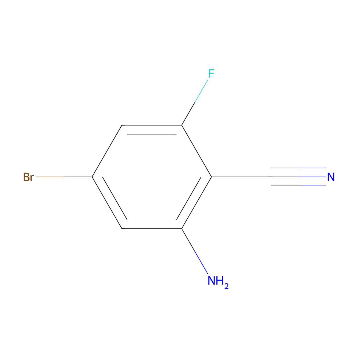 2-Amino-4-bromo-6-fluorobenzonitrile molecular structure, CAS 1279865-14-3