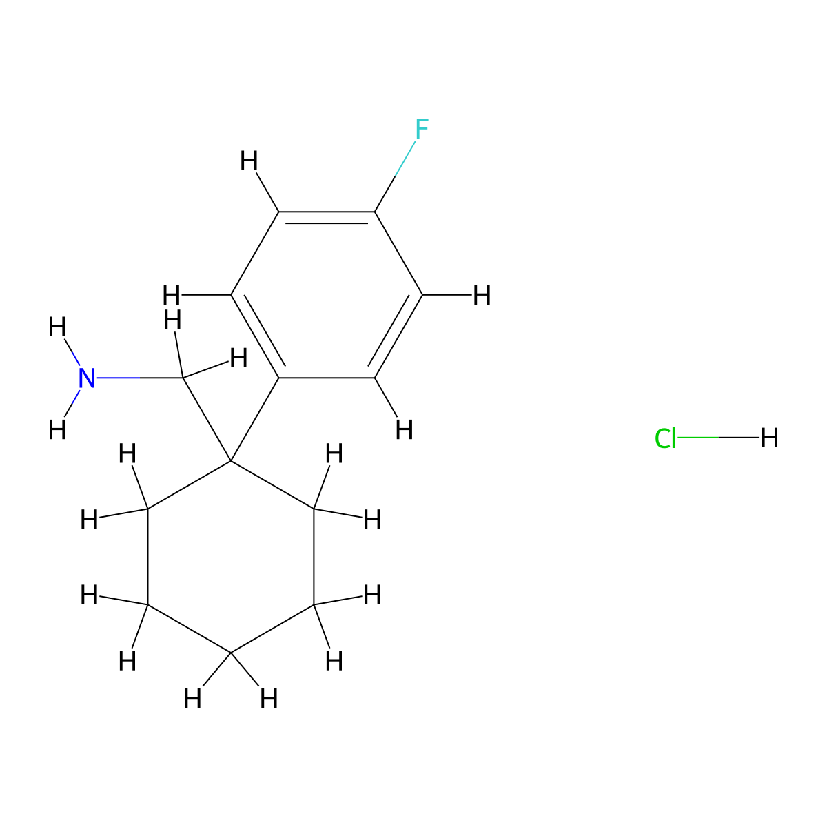 (1-(4-Fluorophenyl)cyclohexyl)methanamine hydrochloride molecular structure, CAS 1279868-73-3