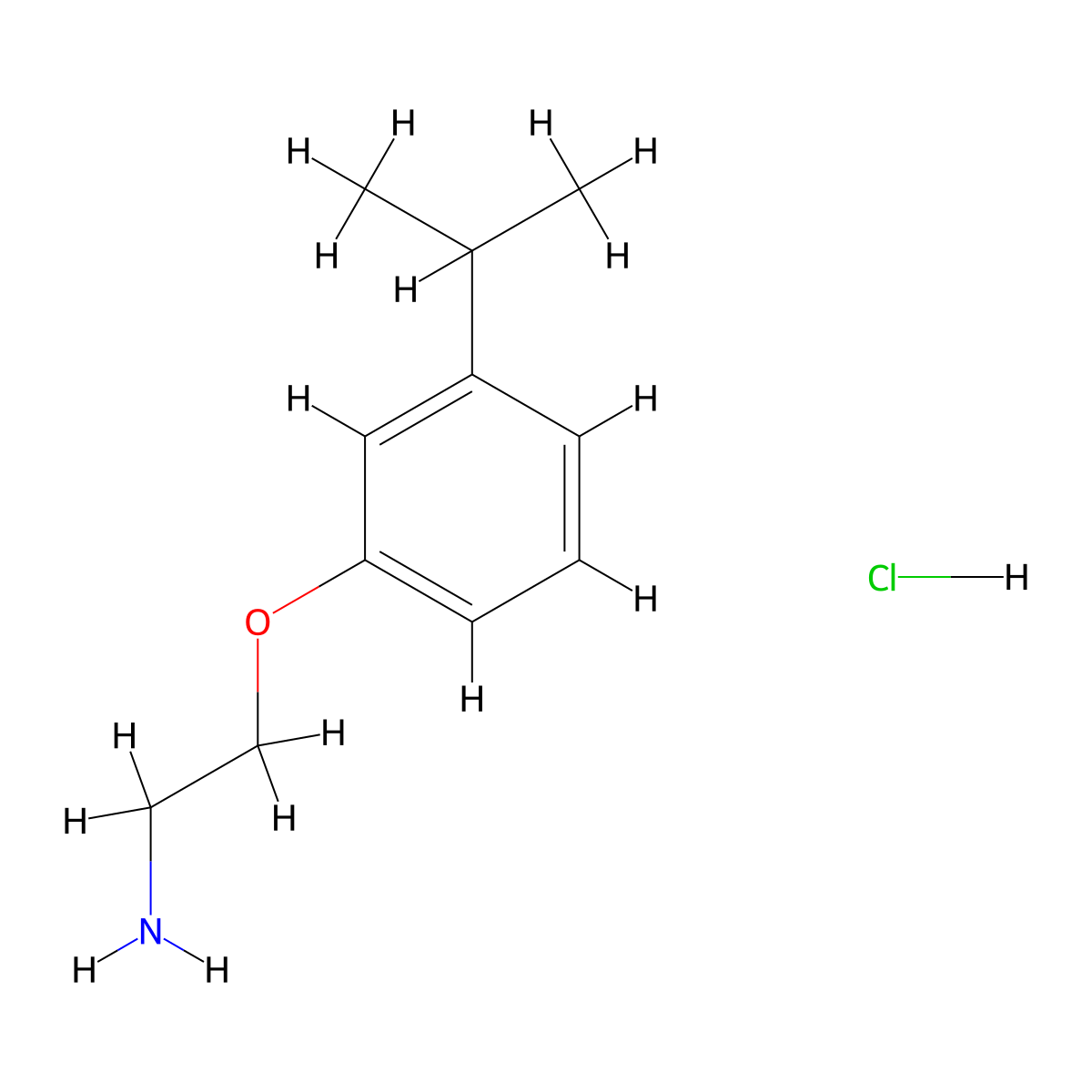 2-[3-(Propan-2-yl)phenoxy]ethan-1-amine hydrochloride molecular structure, CAS 1279869-62-3