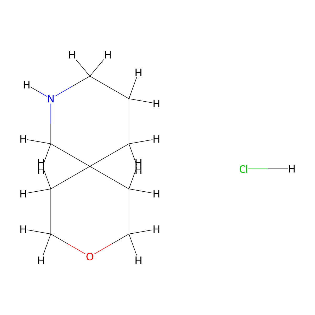 9-Oxa-2-azaspiro[5.5]undecane hydrochloride molecular structure, CAS 1279879-02-5