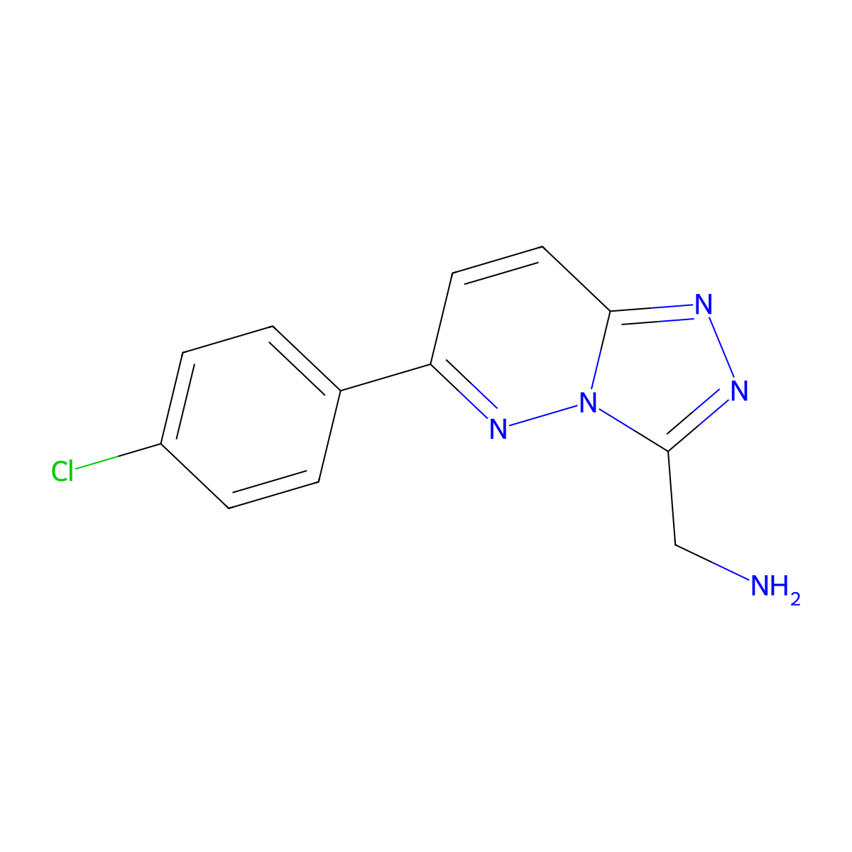 (6-(4-Chlorophenyl)-[1,2,4]triazolo[4,3-b]pyridazin-3-yl)methanamine molecular structure, CAS 1279892-84-0