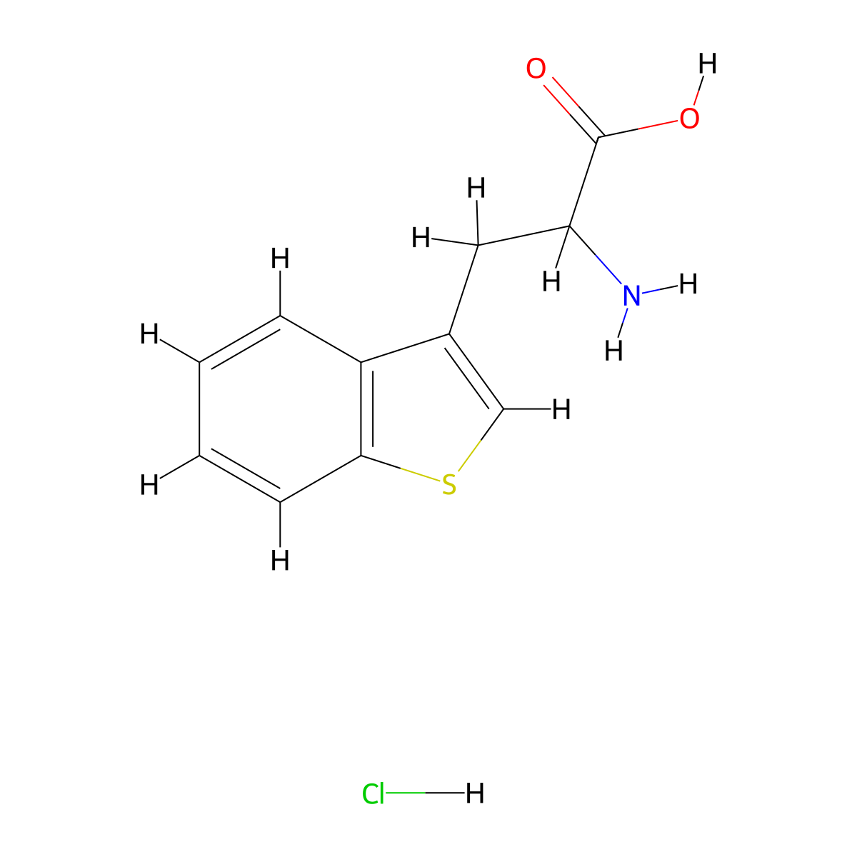 2-Amino-3-(1-benzothiophen-3-YL)propanoic acid hydrochloride molecular structure, CAS 127997-25-5