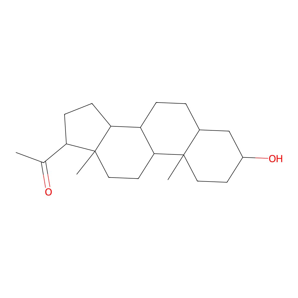 Pregnanolone molecular structure, CAS 128-20-1