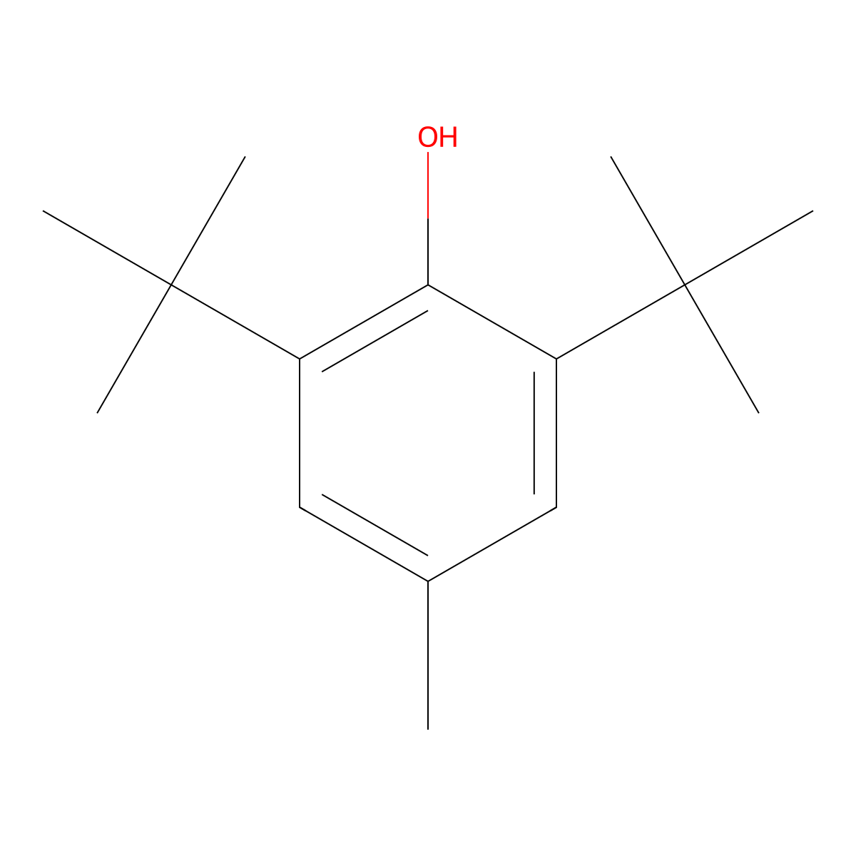 2,6-Di-tert-butyl-4-methylphenol molecular structure, CAS 128-37-0