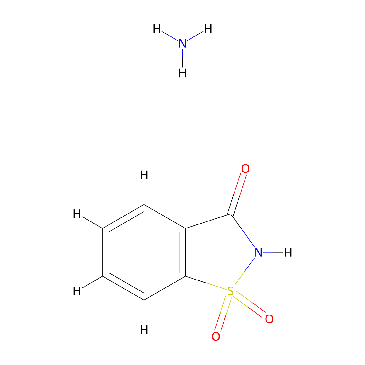 Saccharin ammonium molecular structure, CAS 128-43-8