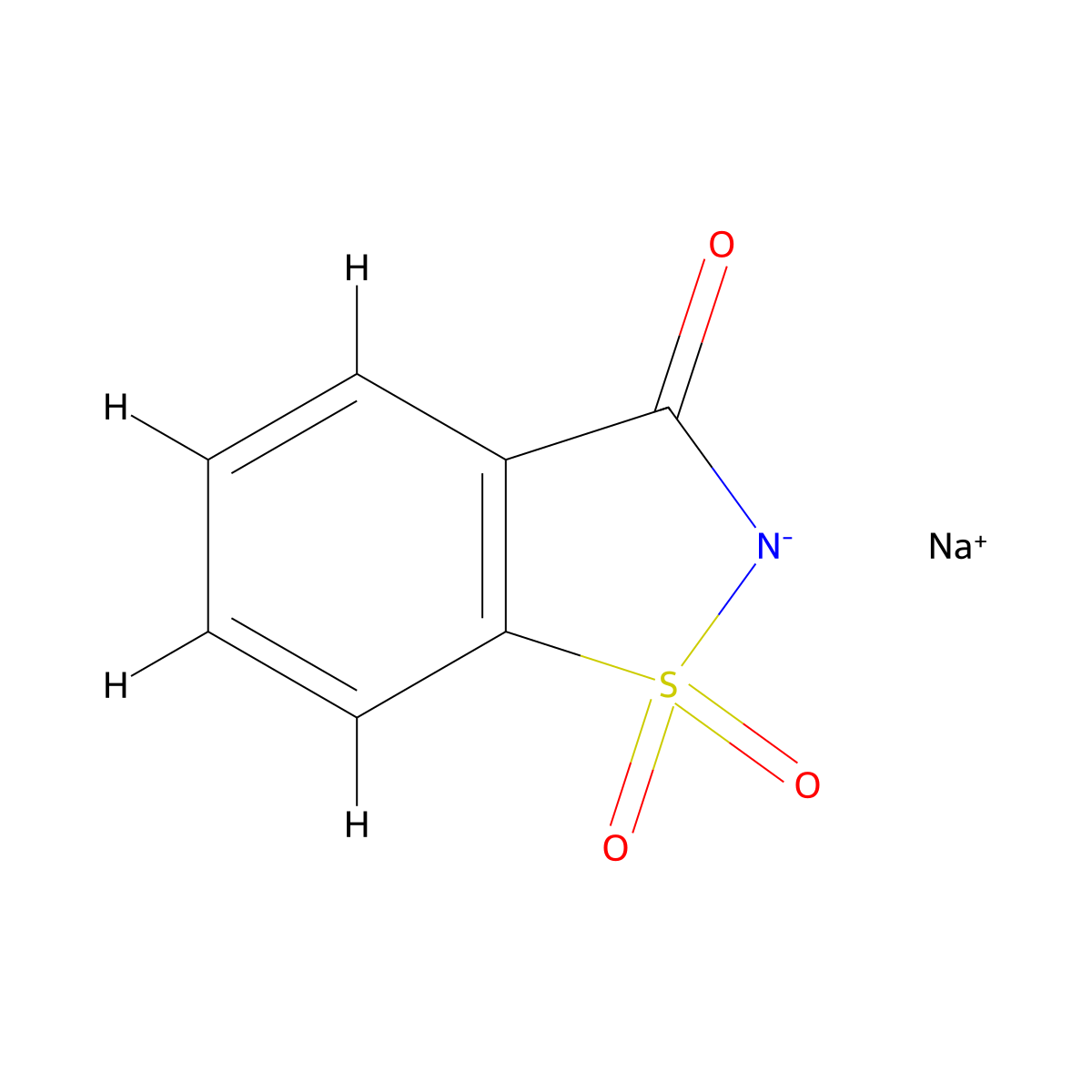 Sodium saccharin molecular structure, CAS 128-44-9
