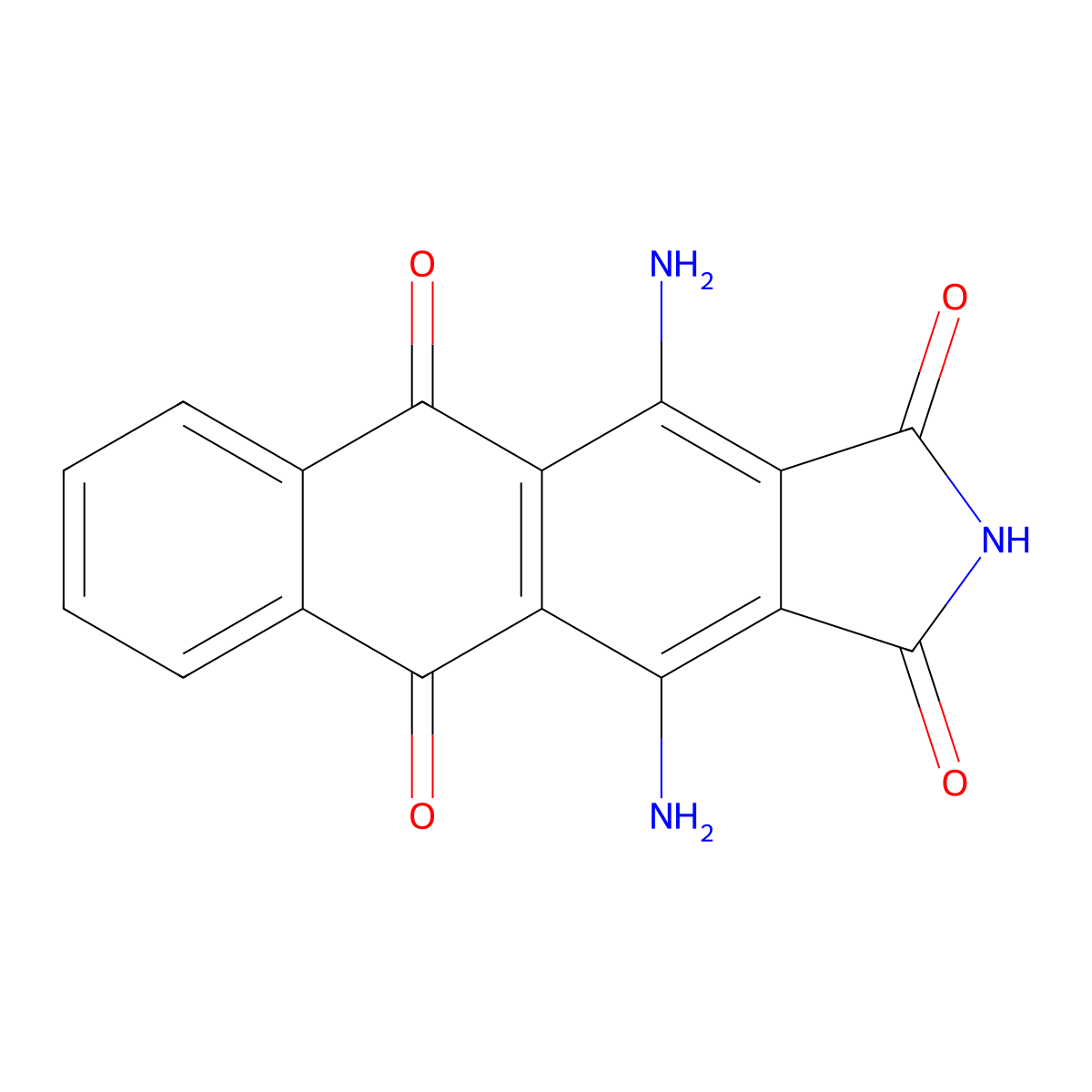 1,4-Diamino-2,3-anthraquinonedicarboximide molecular structure, CAS 128-81-4
