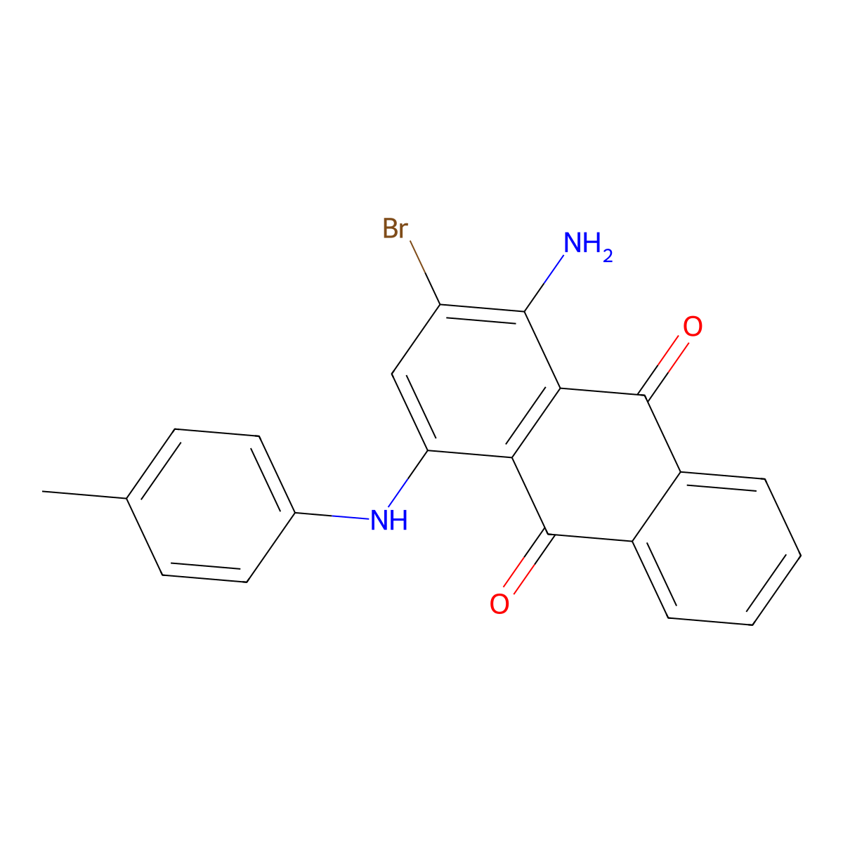 9,10-Anthracenedione, 1-amino-2-bromo-4-[(4-methylphenyl)amino]- molecular structure, CAS 128-83-6