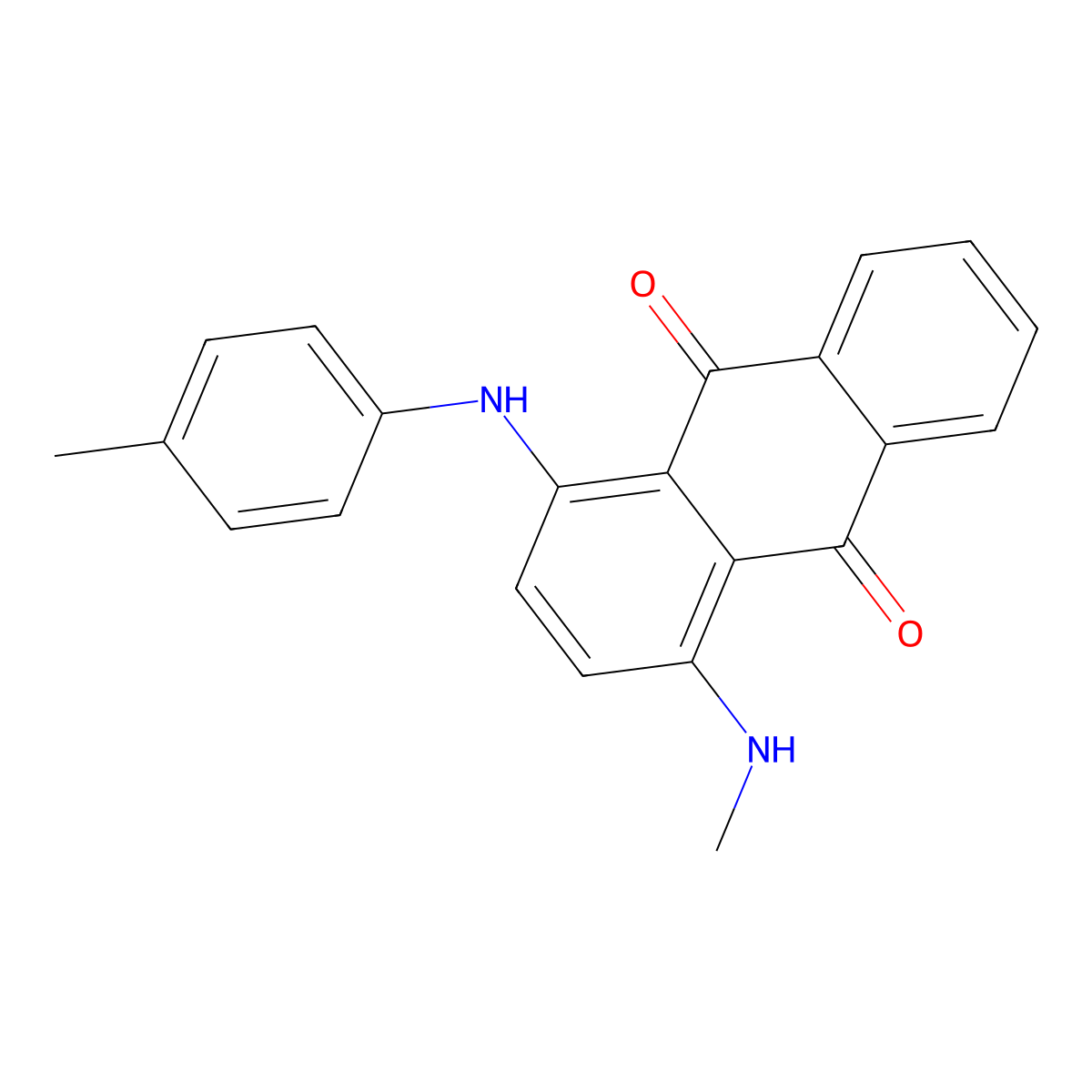 1-(Methylamino)-4-((4-methylphenyl)amino)anthraquinone molecular structure, CAS 128-85-8