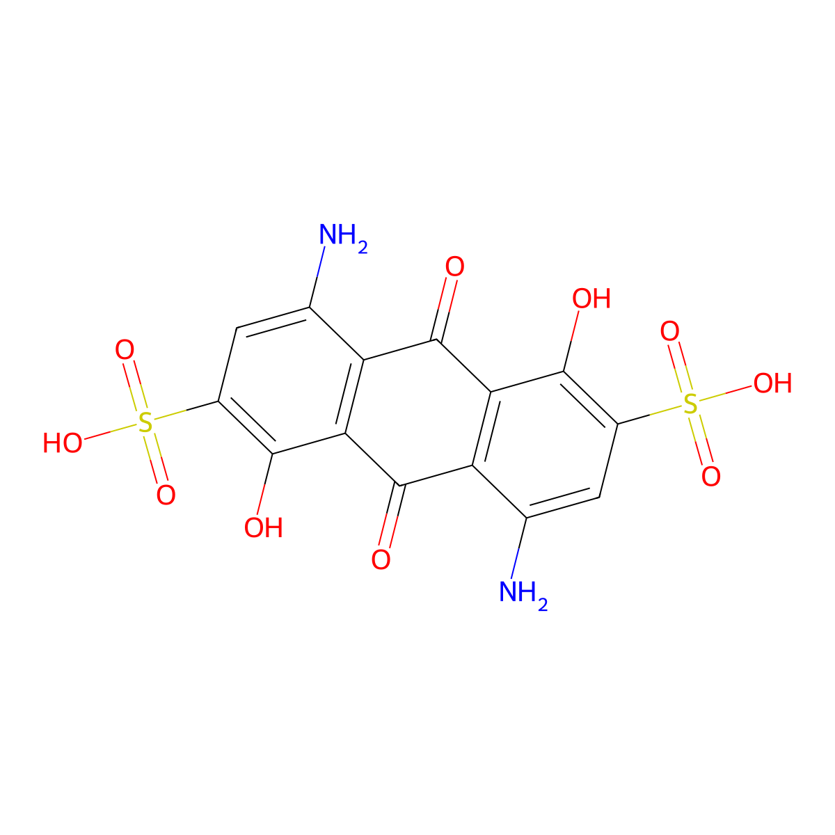 4,8-Diamino-9,10-dihydro-1,5-dihydroxy-9,10-dioxo-2,6-anthracenedisulfonic acid molecular structure, CAS 128-86-9