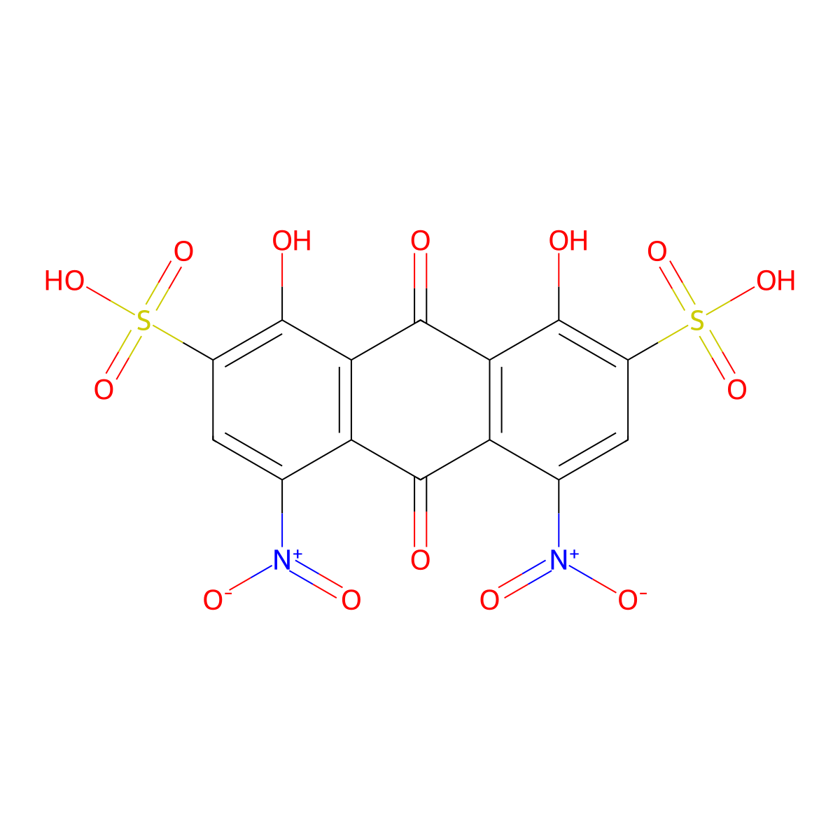 2,7-Anthracenedisulfonic acid, 9,10-dihydro-1,8-dihydroxy-4,5-dinitro-9,10-dioxo- molecular structure, CAS 128-90-5