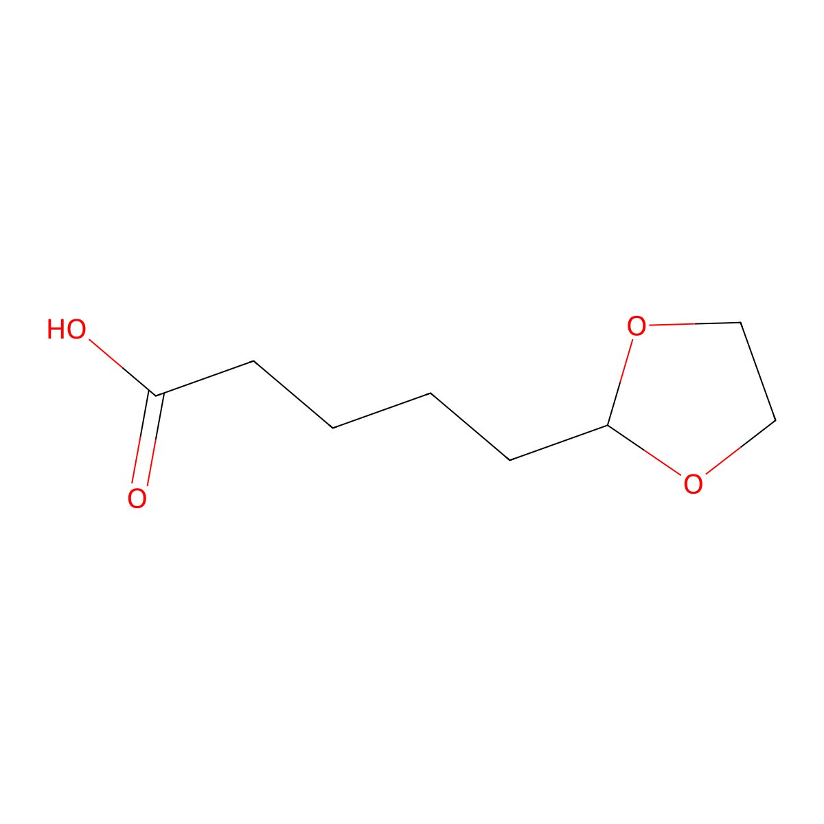 5-(1,3-Dioxolan-2-yl)pentanoic acid molecular structure, CAS 128001-70-7