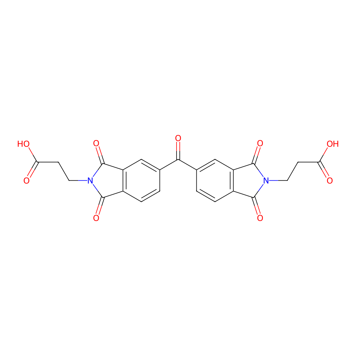 3-[5-[2-(2-Carboxyethyl)-1,3-dioxoisoindole-5-carbonyl]-1,3-dioxoisoindol-2-yl]propanoic acid molecular structure, CAS 128007-92-1