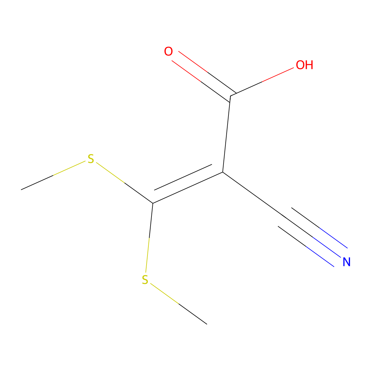 2-cyano-3,3-bis(methylsulfanyl)prop-2-enoic Acid molecular structure, CAS 128012-44-2