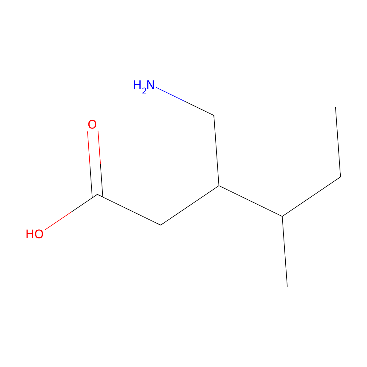 3-(Aminomethyl)-4-methylhexanoic acid molecular structure, CAS 128013-68-3