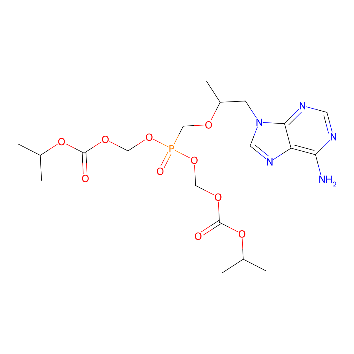 [[(2S)-1-(6-aminopurin-9-yl)propan-2-yl]oxymethyl-(propan-2-yloxycarbonyloxymethoxy)phosphoryl]oxymethyl propan-2-yl carbonate molecular structure, CAS 1280130-08-6