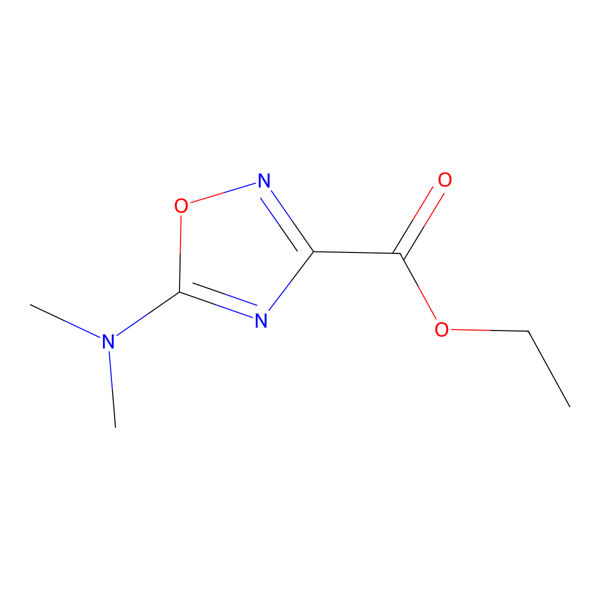 Ethyl 5-(dimethylamino)-1,2,4-oxadiazole-3-carboxylate molecular structure, CAS 128014-84-6