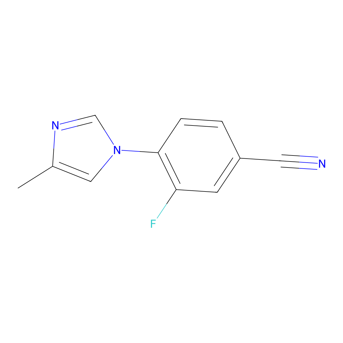 3-fluoro-4-(4-methyl-1H-imidazol-1-yl)benzonitrile molecular structure, CAS 1280150-10-8