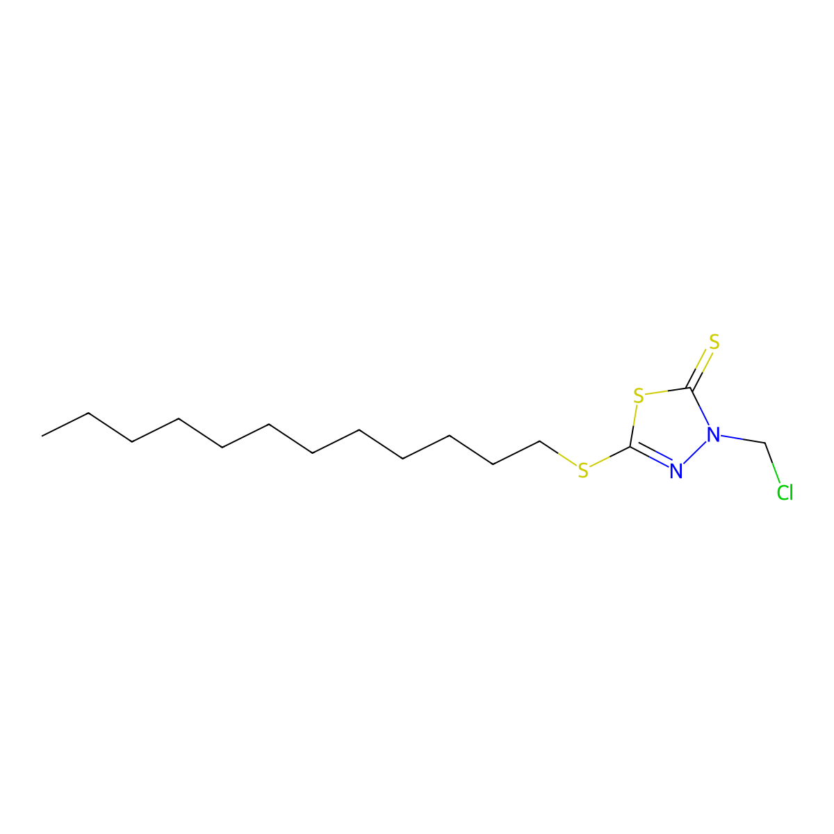 3-(Chloromethyl)-5-(dodecylsulfanyl)-2,3-dihydro-1,3,4-thiadiazole-2-thione molecular structure, CAS 128016-44-4