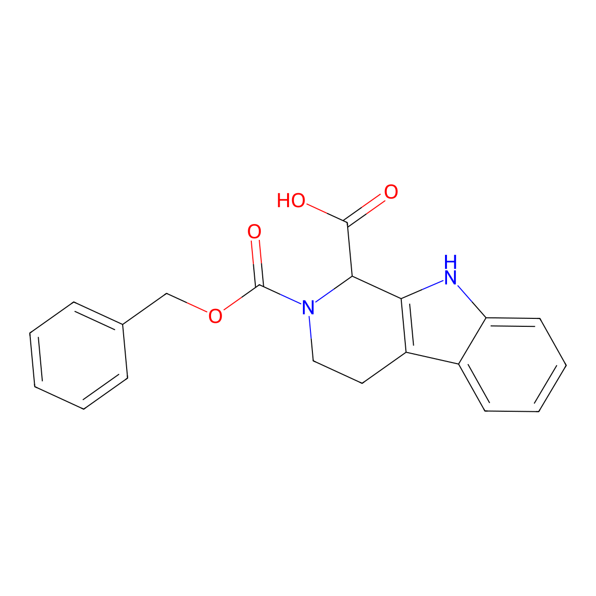 2-[(benzyloxy)carbonyl]-1H,2H,3H,4H,9H-pyrido[3,4-b]indole-1-carboxylic acid molecular structure, CAS 128019-27-2